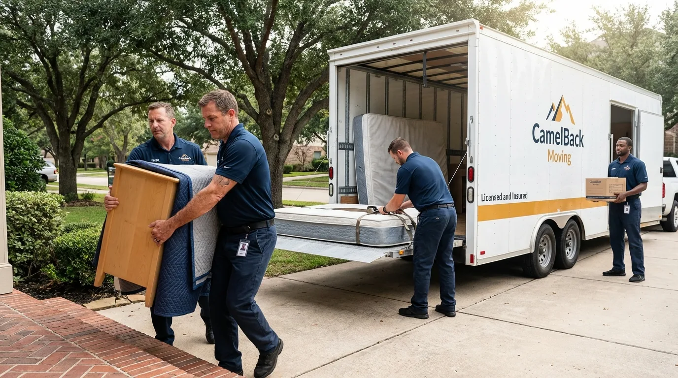Crew loading residential truck for cross-state move from Ravenel, SC