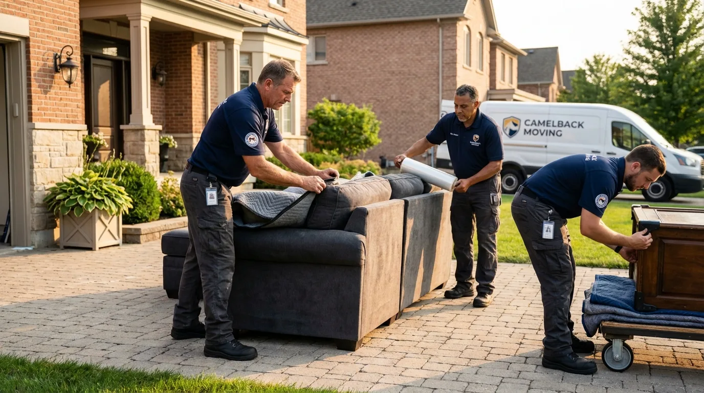 Large estate moving crew wrapping furniture in Ravenel, SC