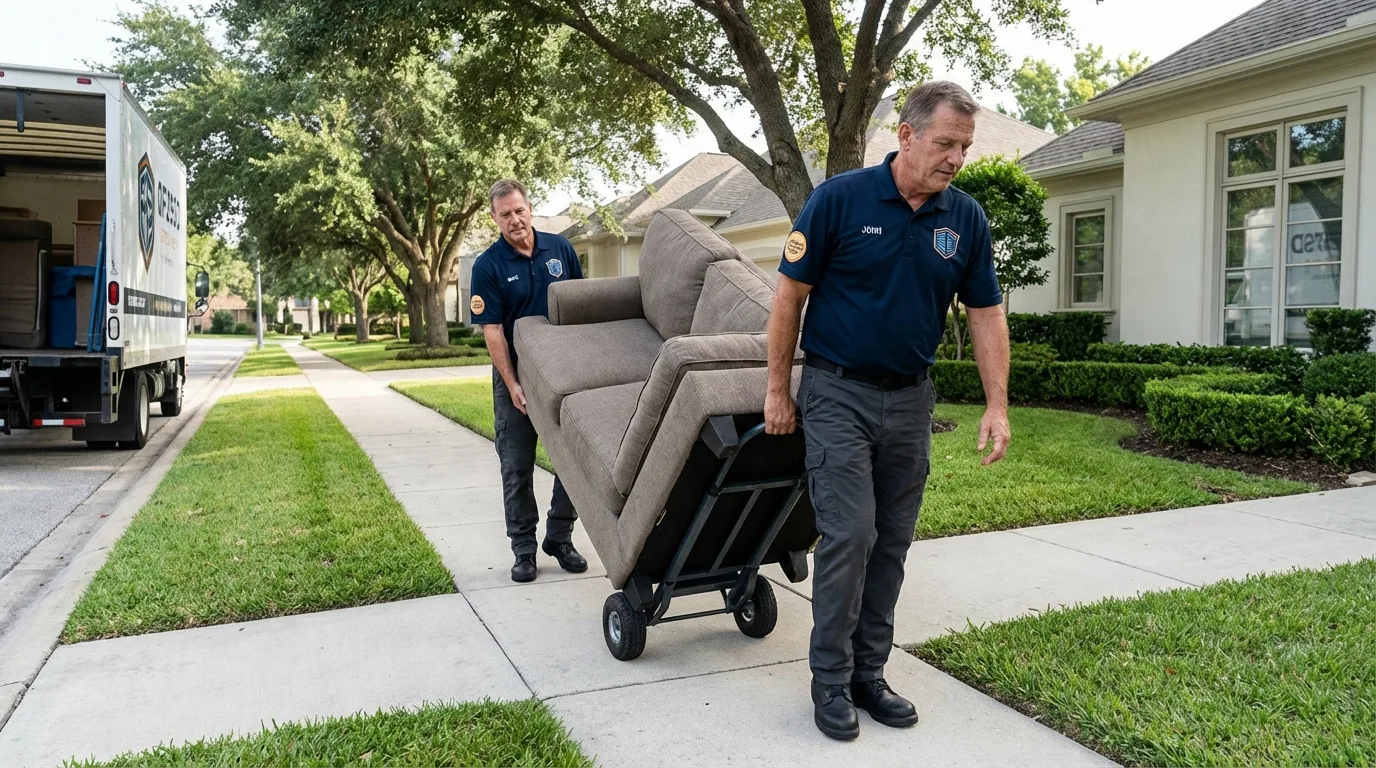Local residential moving crew loading furniture in Ravenel, SC
